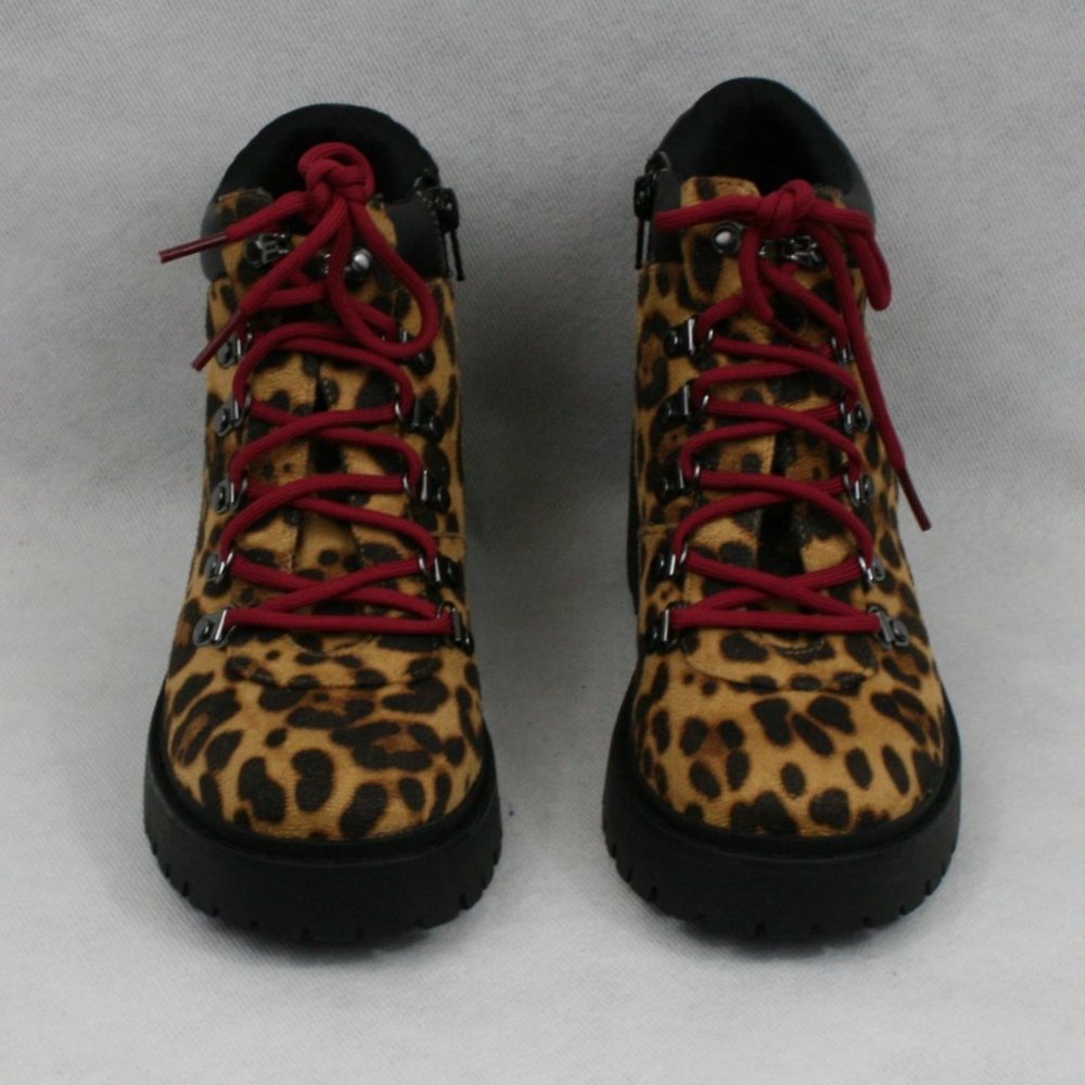 Skechers Brown & Black Leopard Print Ankle Boots w/ Side Zipper SZ 7 NWOT - Picture 2 of 9